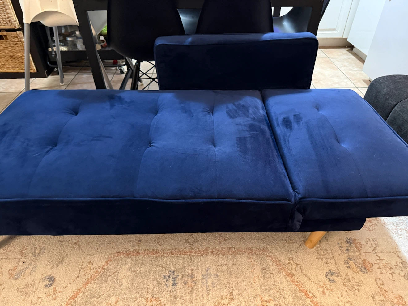 Blue velvet chaise lounge - photo 2