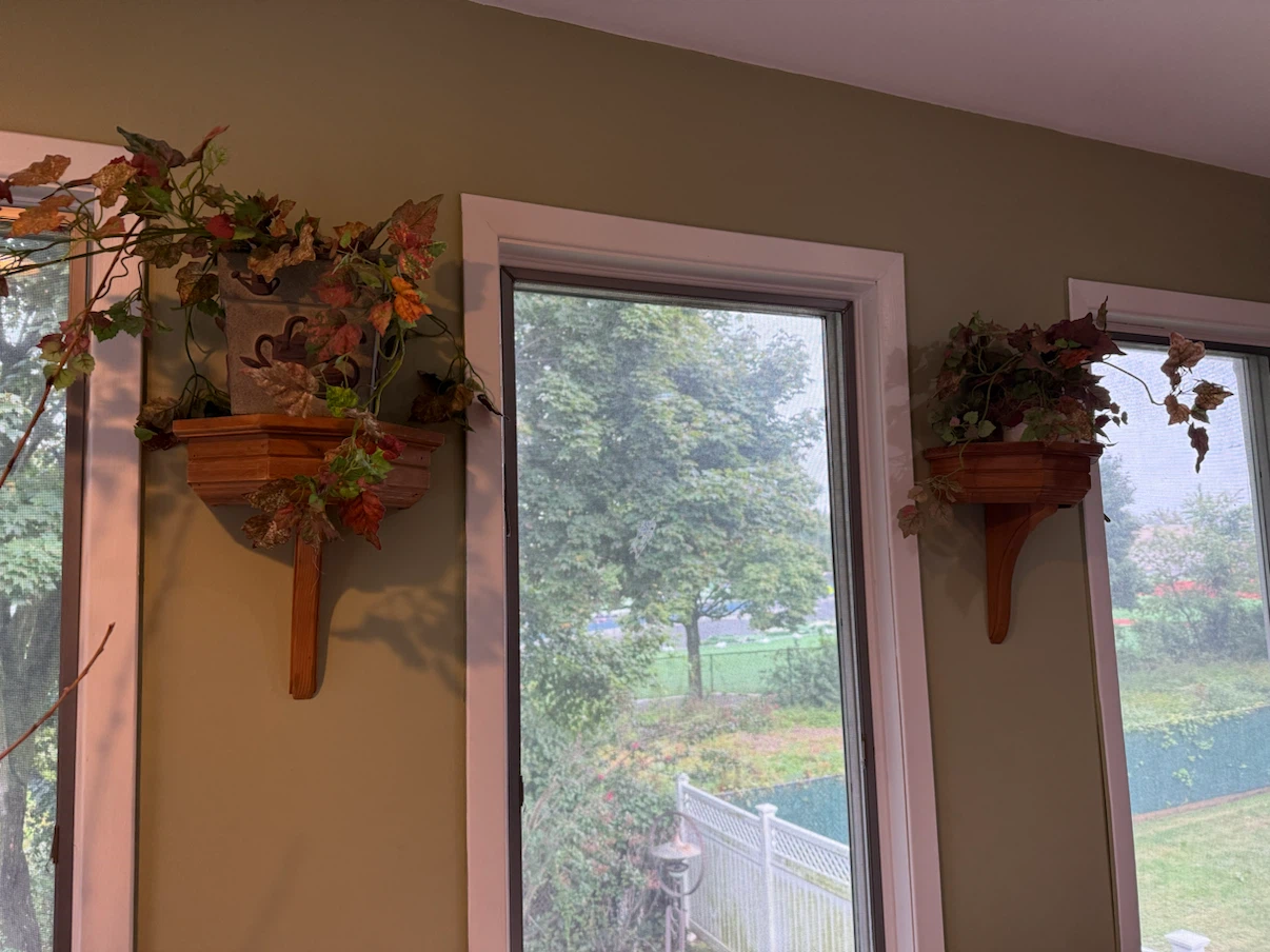 Set of Two Wooden Wall Sconces