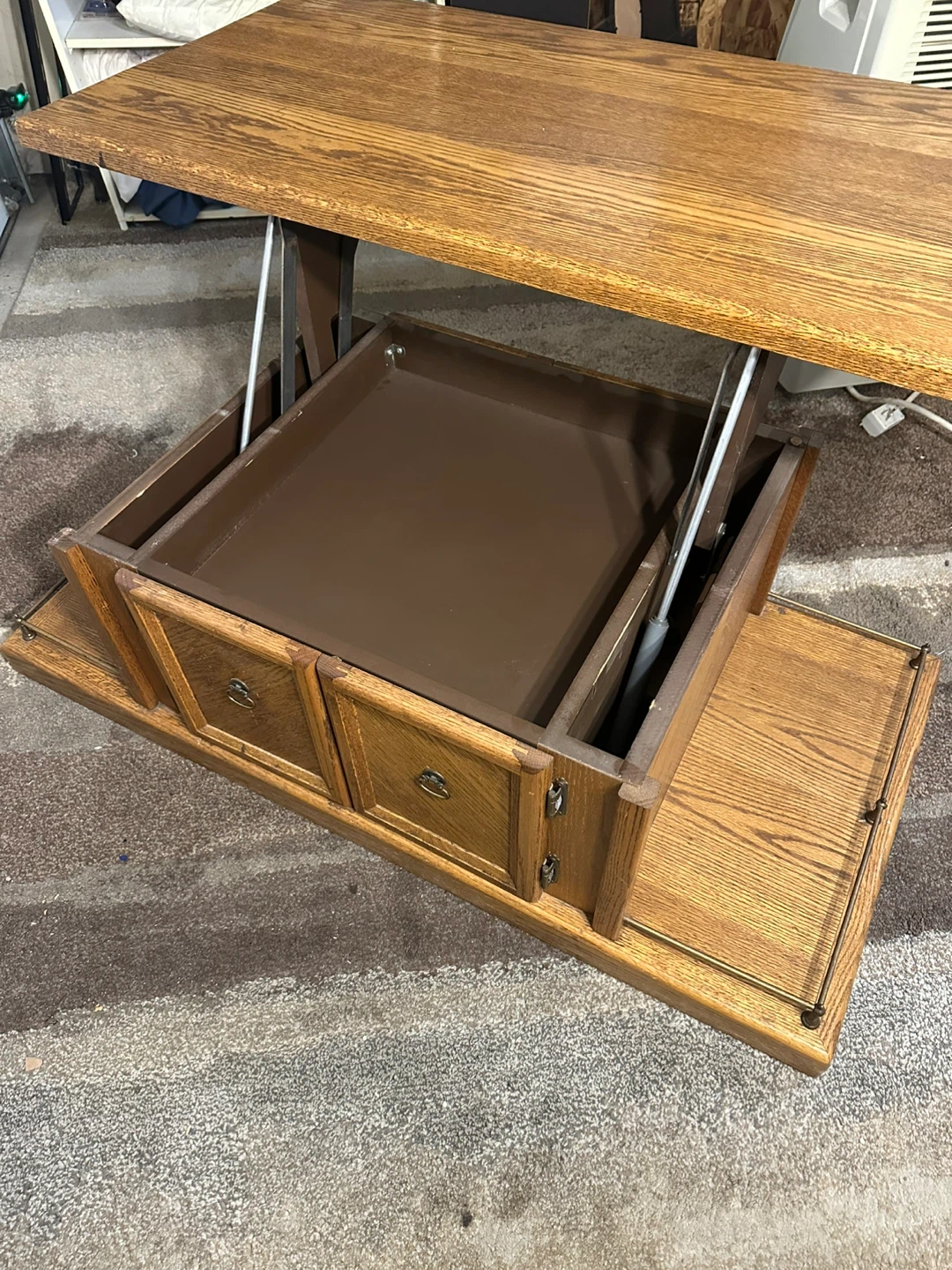 Oak Lift-Top Coffee Table with Storage - photo 2