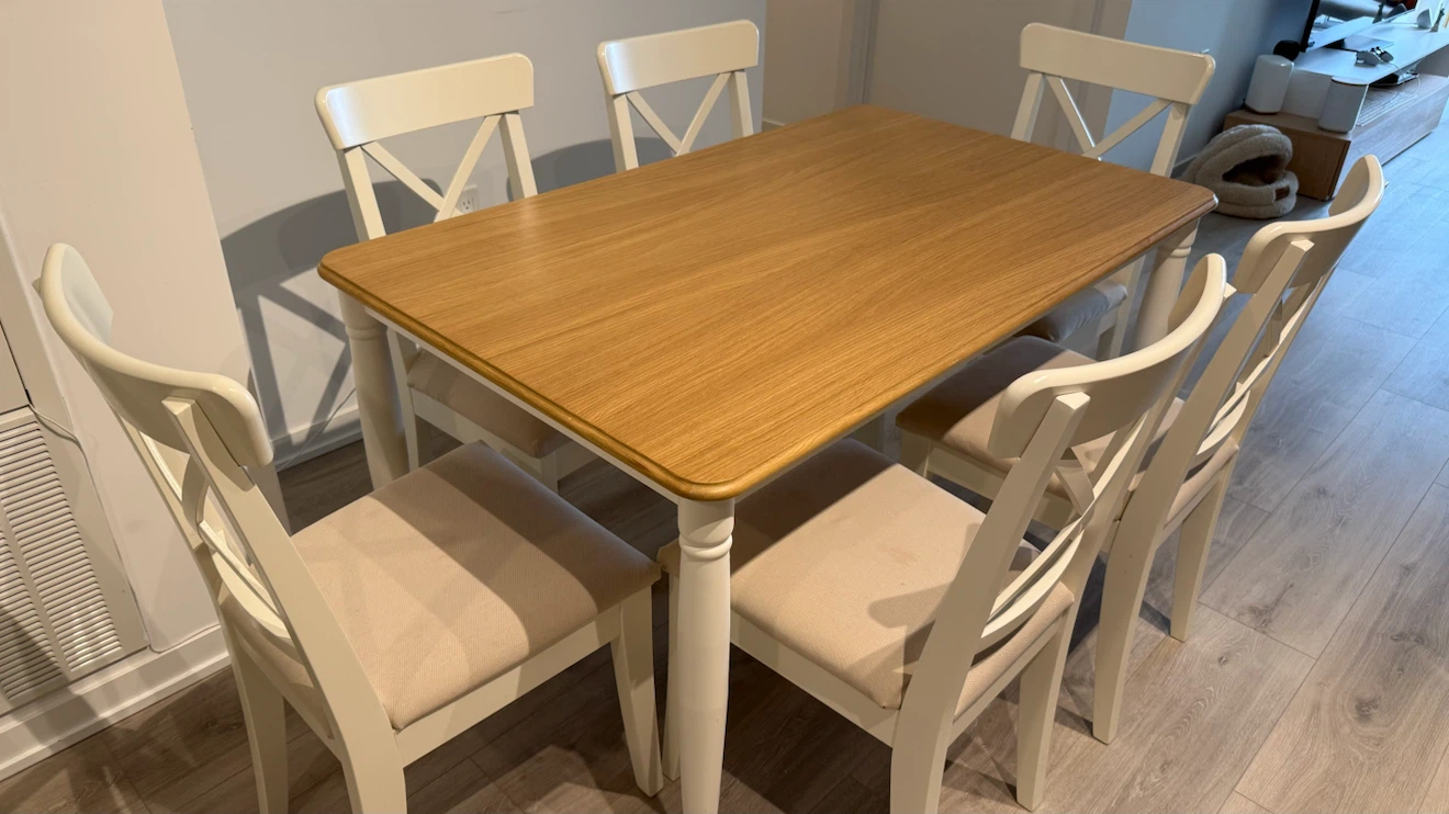 Wooden Dining table 130x80cm and 6 chairs set - photo 2