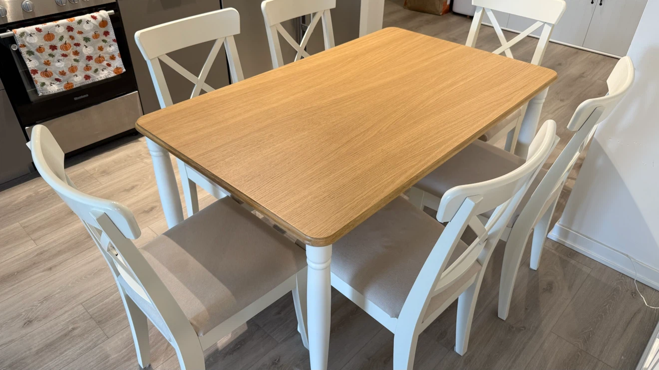 Wooden Dining table 130x80cm and 6 chairs set