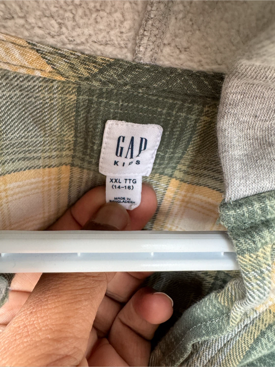 Gap Kids Plaid Hooded Flannel Shirt - photo 3