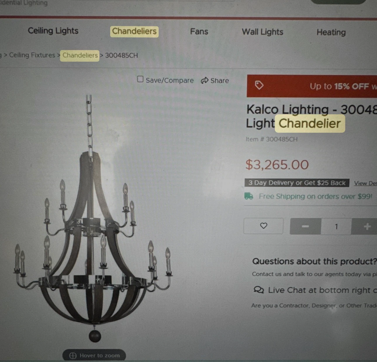 Chandelier - Large - photo 2