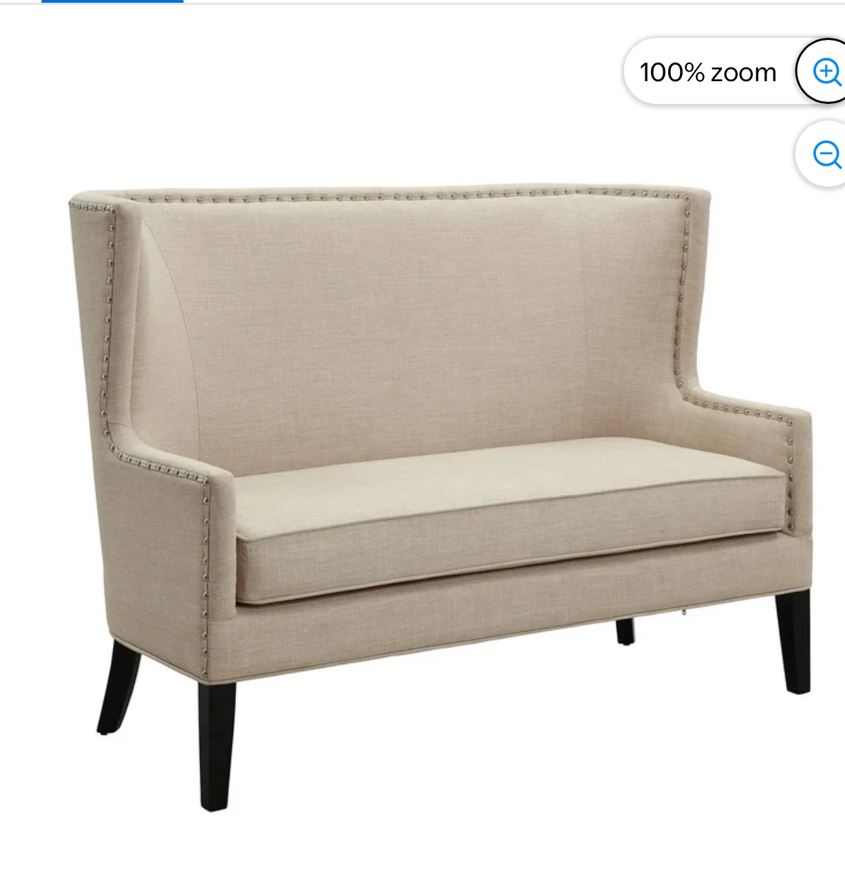 Beige Wingback Settee