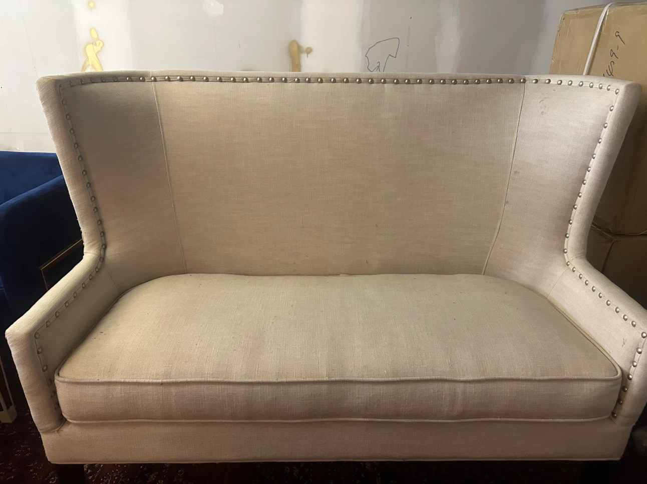 Beige Wingback Settee - photo 3