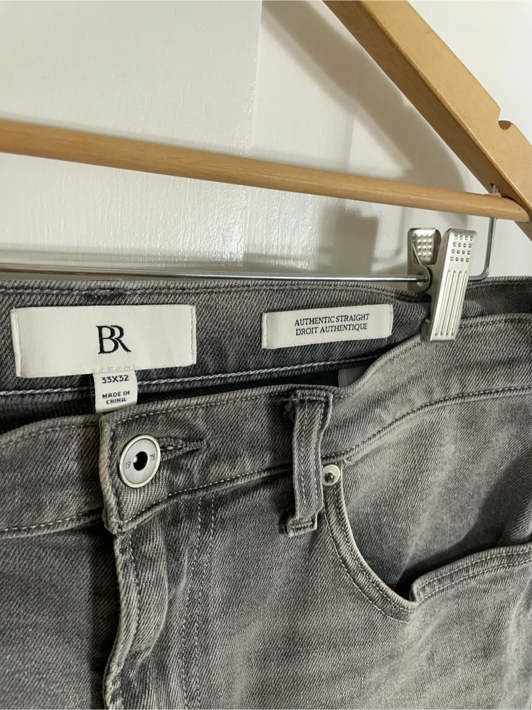 Banana Republic Authentic Straight Grey Denim Jeans 33x32 - photo 3