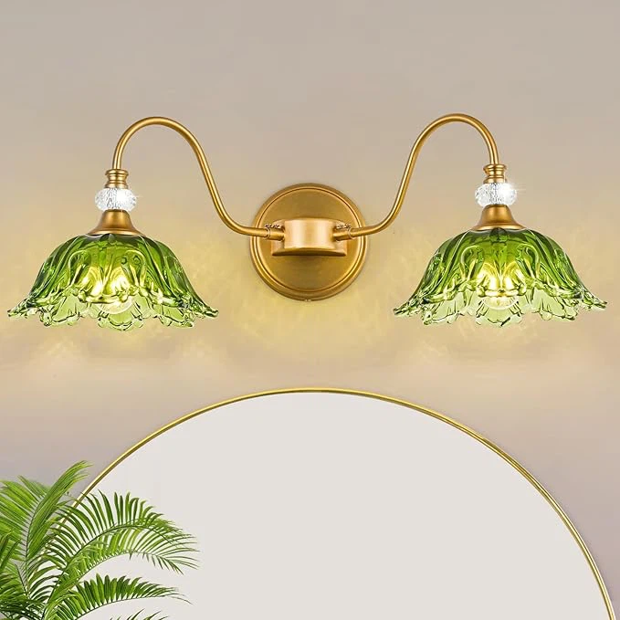Bathroom Vanity Light, 2-Light Matte Antique Brass Finish