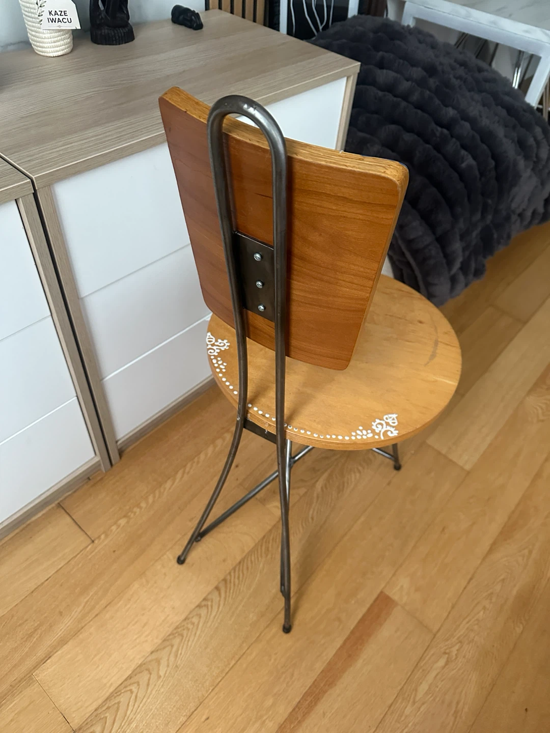 VINTAGE HAND MADE STEEL MAPLE WOOD ACCENT CHAIR DINING DESK SIDE - photo 5