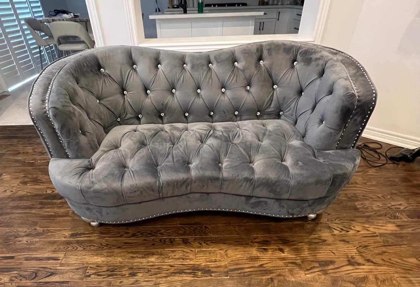 Grey Velvet Living Room Set - photo 3
