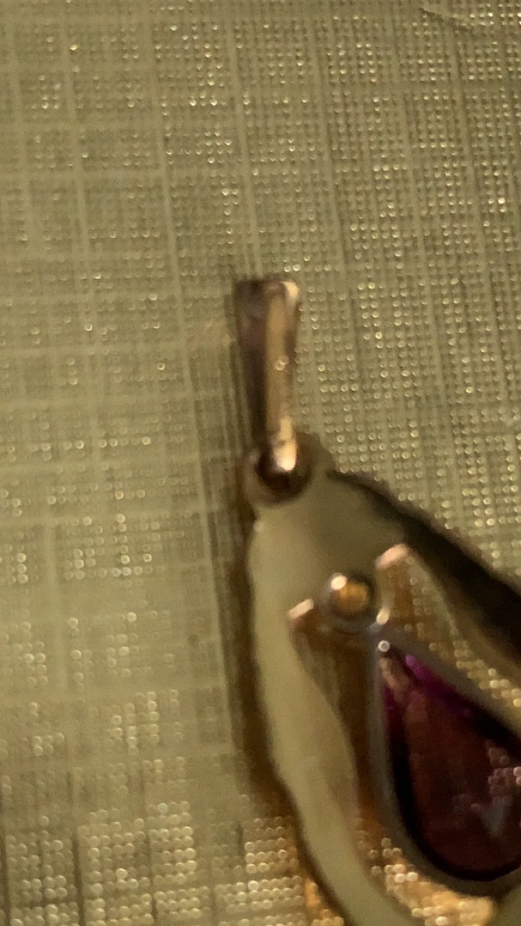 Gold plated vintage Teardrop Pendant with Purple Stone - photo 3
