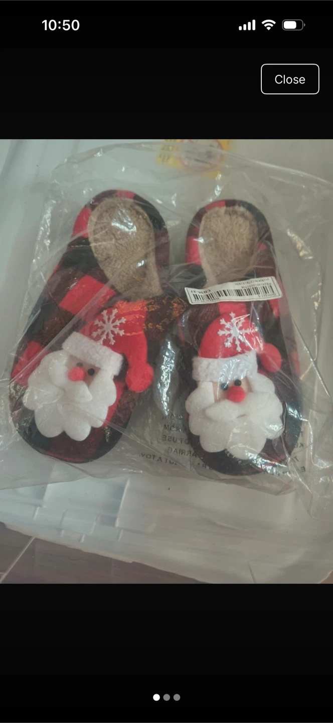 Red Plaid Santa Holiday Slippers