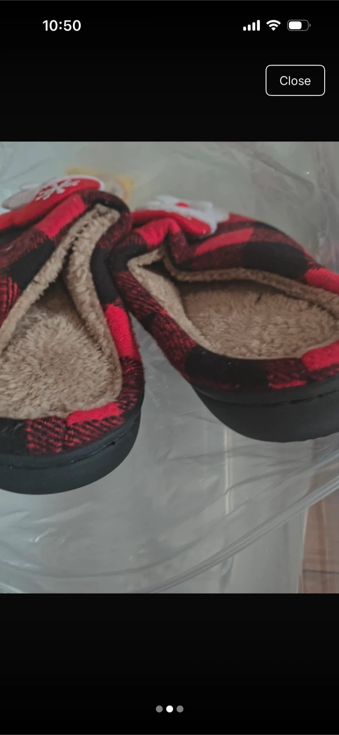 Red Plaid Santa Holiday Slippers - photo 2