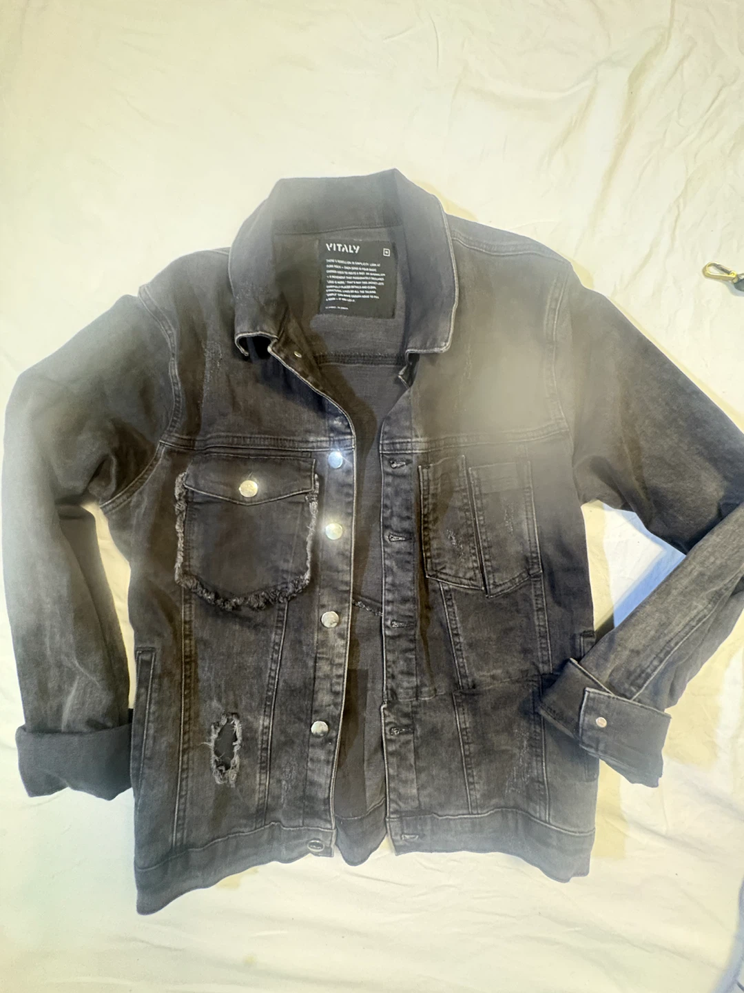 Vitaly Distressed Retooled Trucker Jacket Acid Black - photo 3