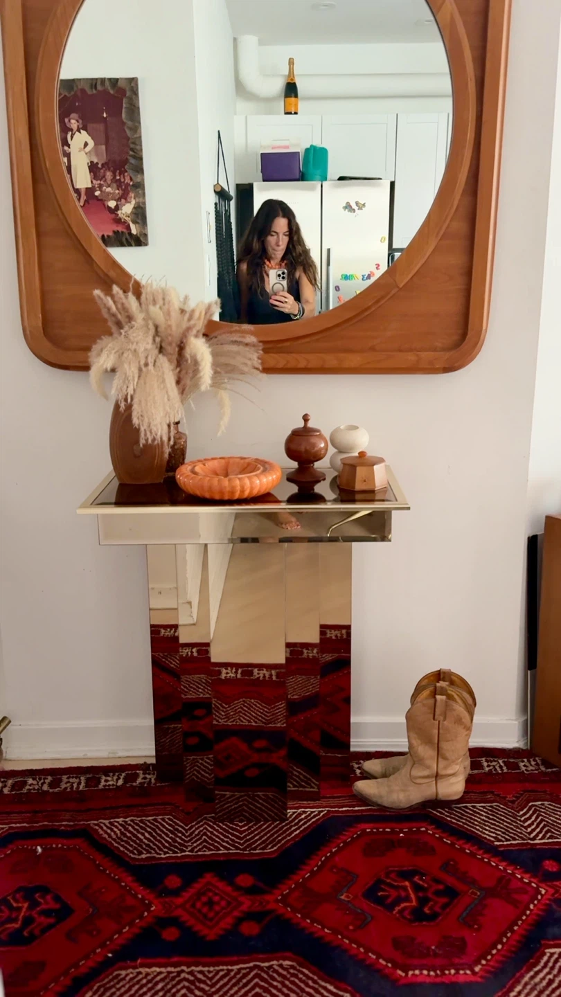 Vintage 1970s Smoked Mirrored Console Table - photo 2