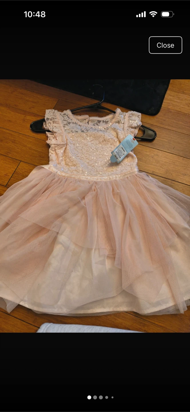 Girls Blush Pink Lace Sequin Dress Size S 6/6X