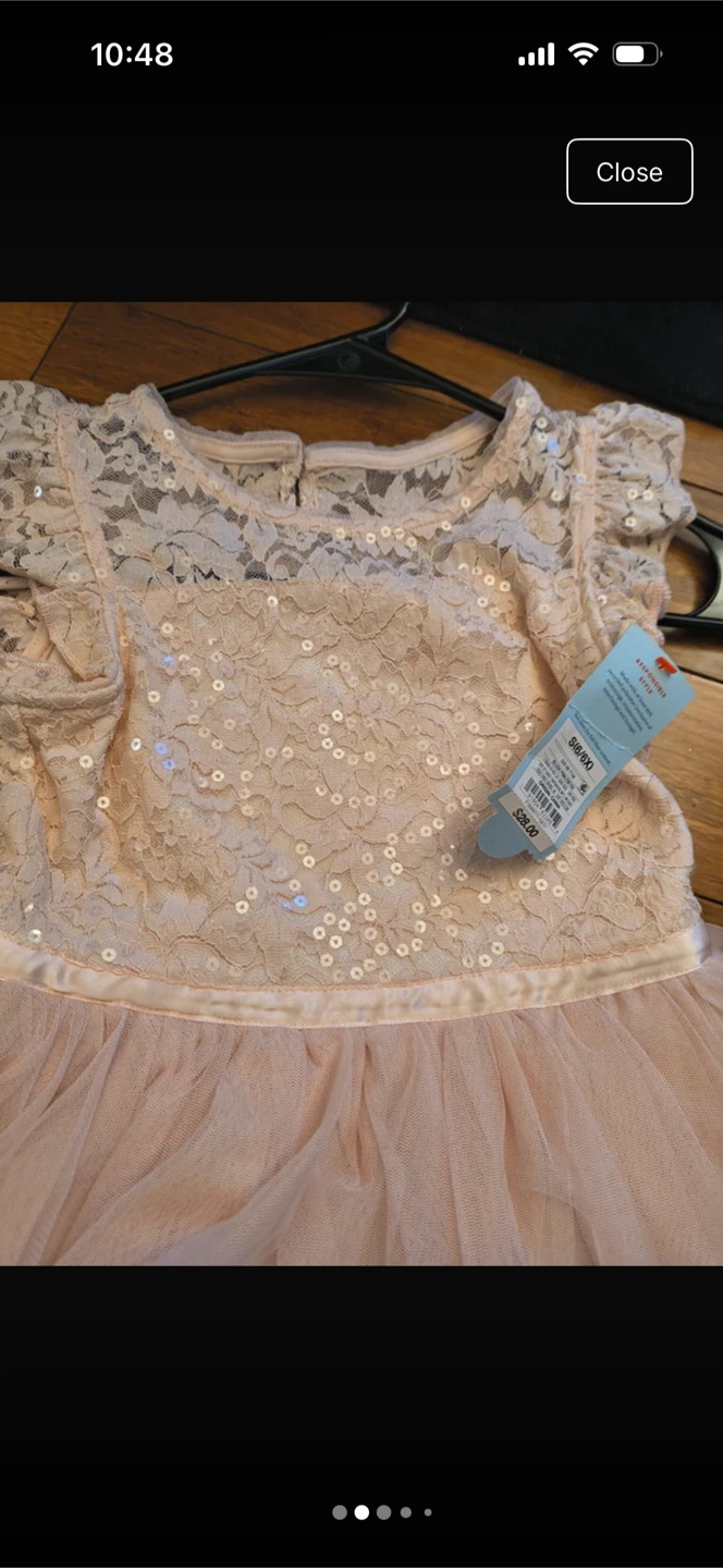 Girls Blush Pink Lace Sequin Dress Size S 6/6X - photo 2