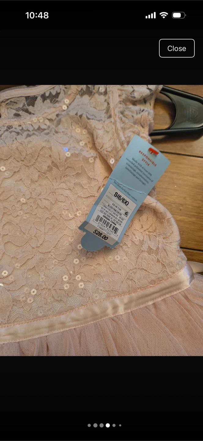 Girls Blush Pink Lace Sequin Dress Size S 6/6X - photo 4