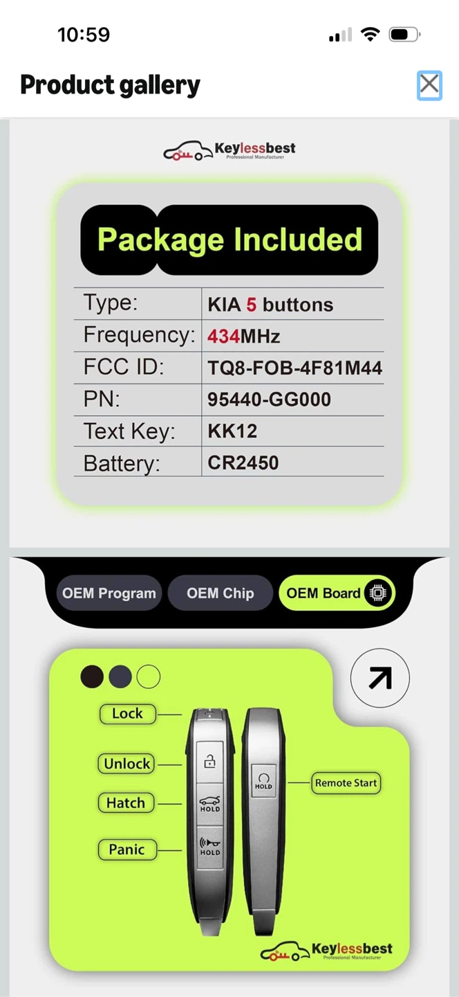 Keylessbest 5-Button Remote Key Fob for Kia K4 - photo 3