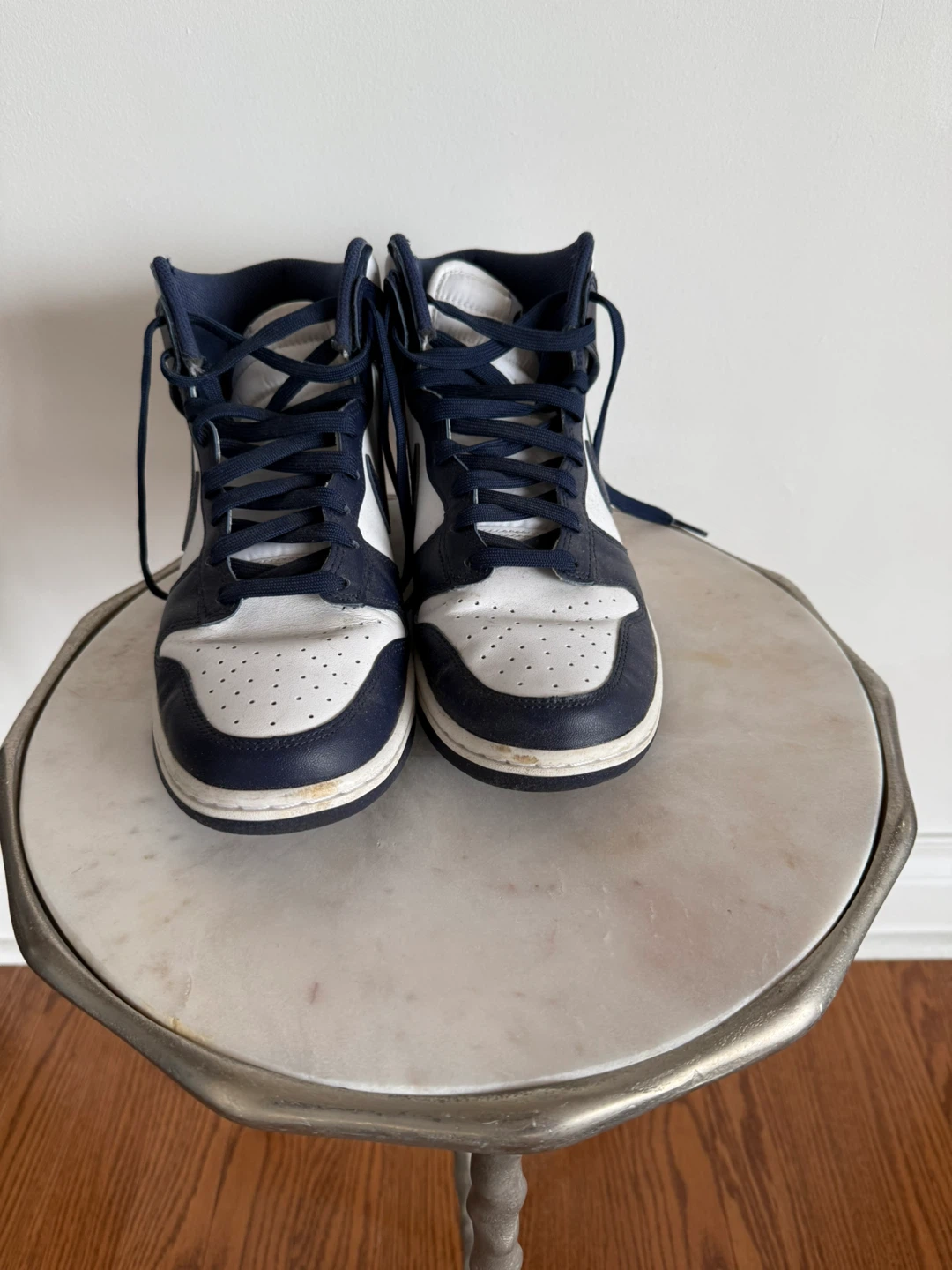 Nike Dunk High Navy Blue and White - photo 2