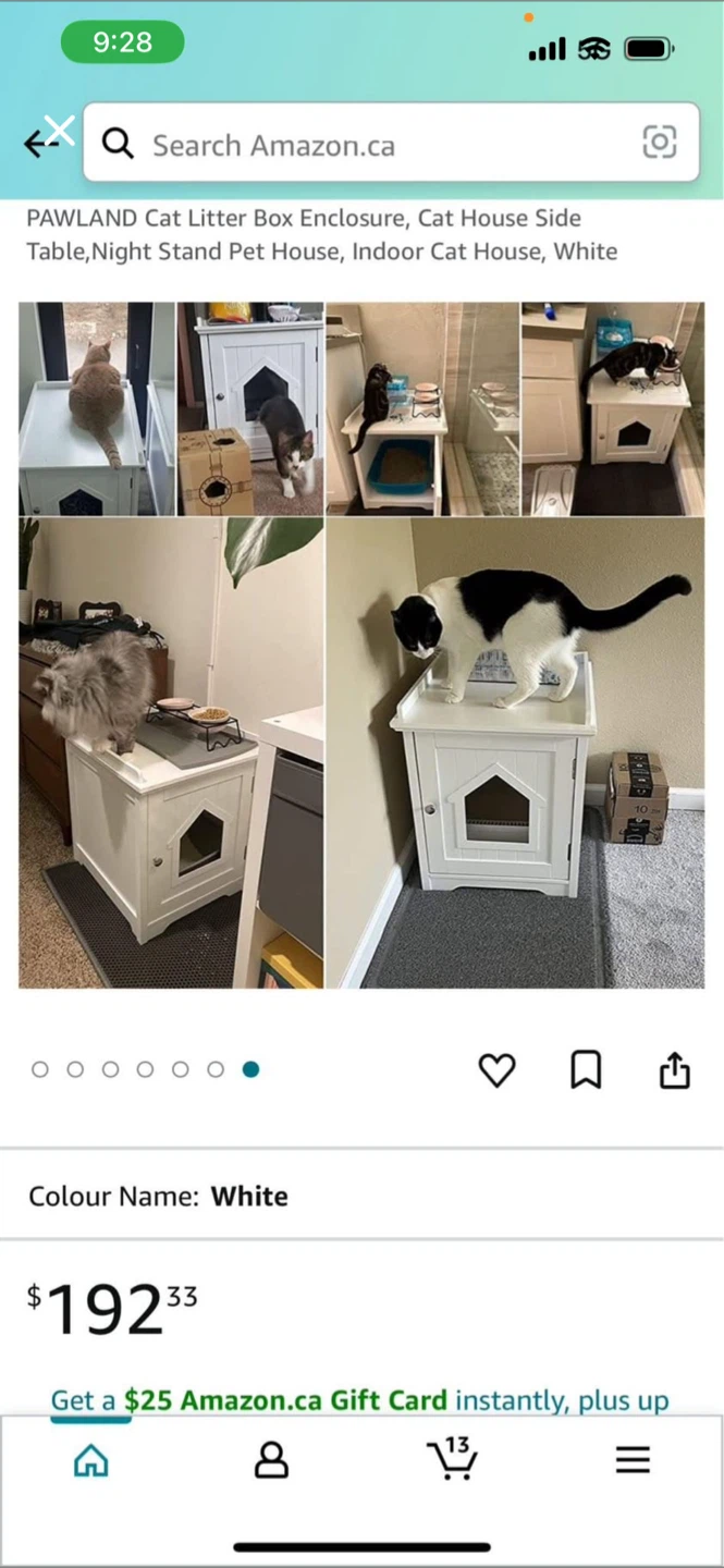 PAWLAND Cat Litter Box Enclosure, White