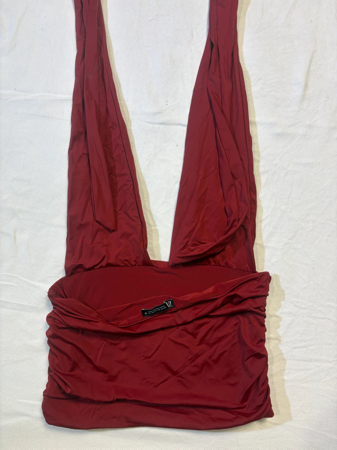 Zara deep-V neck maroon halter top