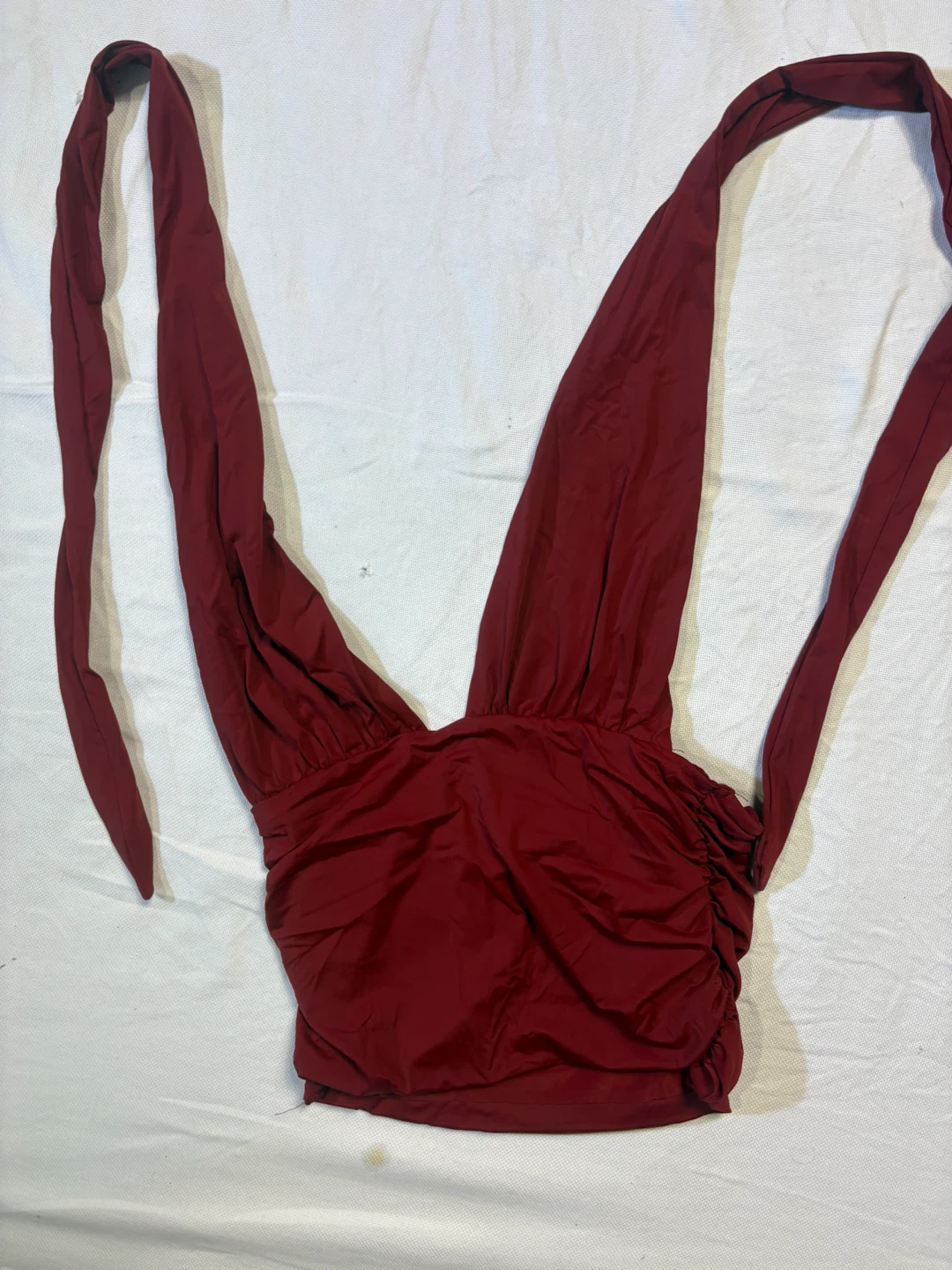 Zara deep-V neck maroon halter top - photo 3