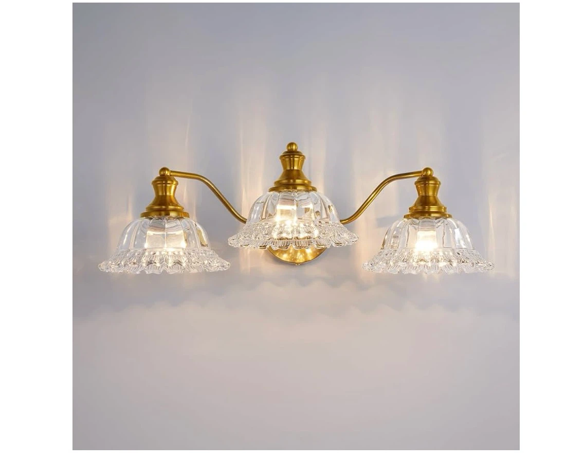 Vintage Gold Bathroom Light Fixtures - 3-Light
