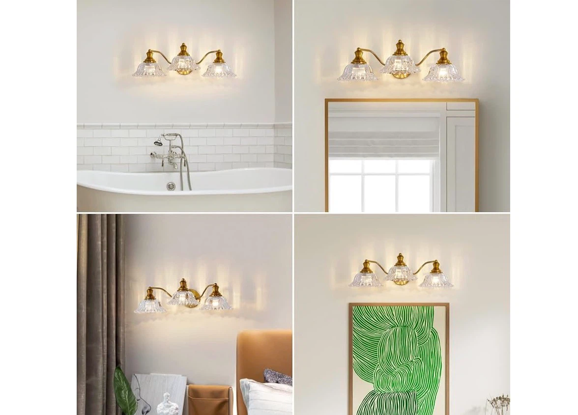 Vintage Gold Bathroom Light Fixtures - 3-Light - photo 4