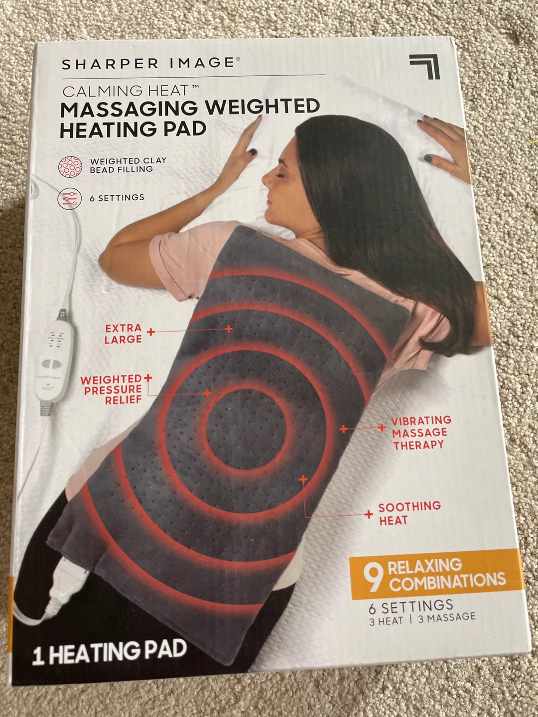 Sharper Image Calming Heat Massaging Weighted Heating Pad