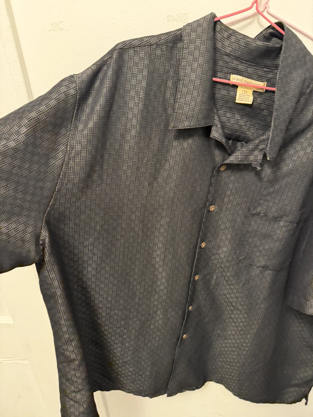 Island Passport Black Short Sleeve Button-Up Shirt 2XL - photo 3