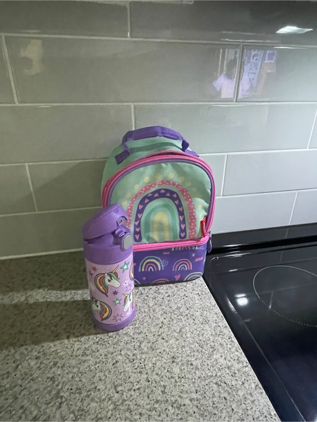 Rainbow Lunch Bag and Unicorn Water Bottle