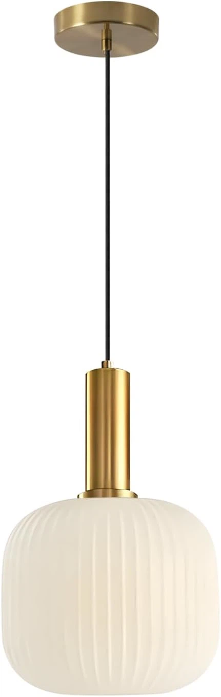 BOKT Gold Pendant Light Milk White Strip Glass - photo 3