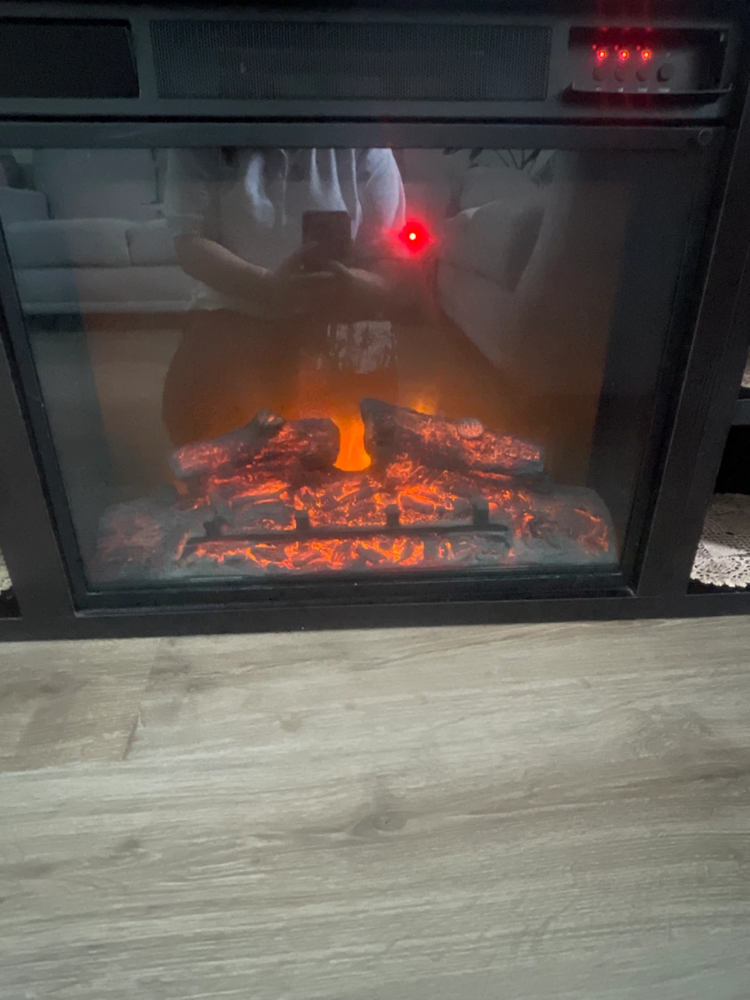 Fireplace TV Stand with Glass Shelf - photo 3