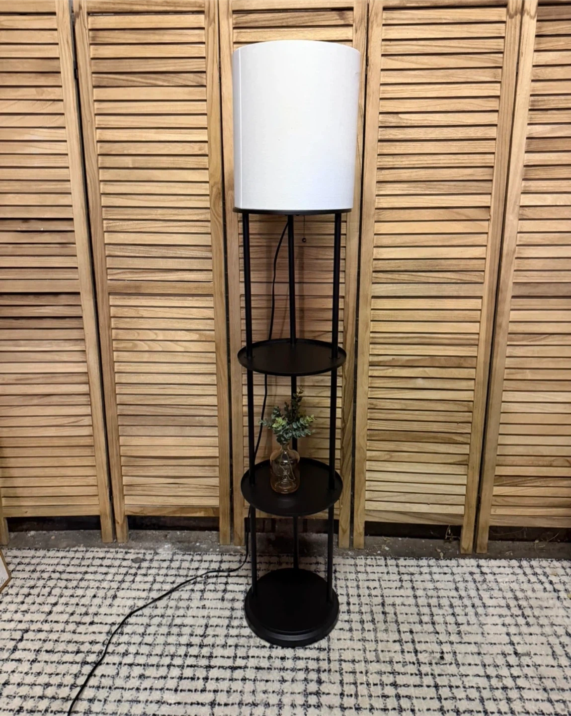 Black Floor Lamp with Shelves