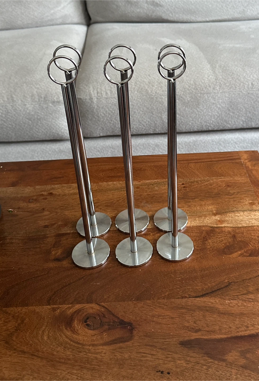 Set of 6 Chrome Table Card Stands