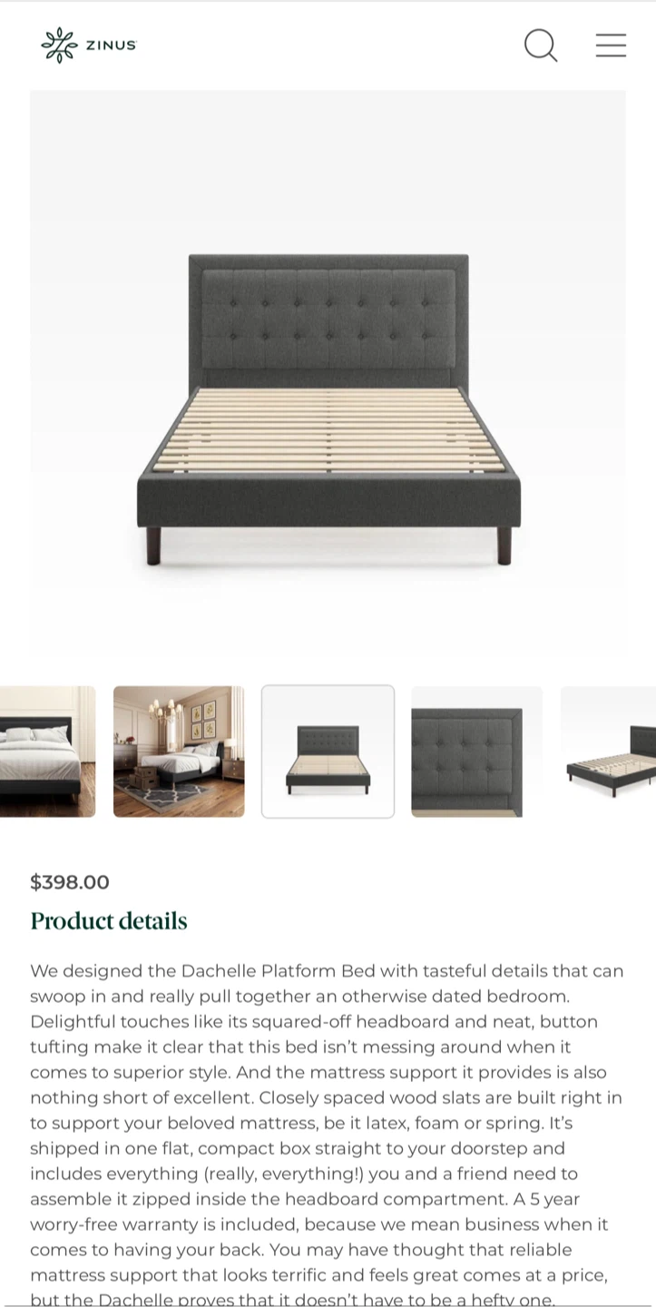 Sealed Brand New Queen Dachelle Upholstered Platform Bed Frame - photo 2