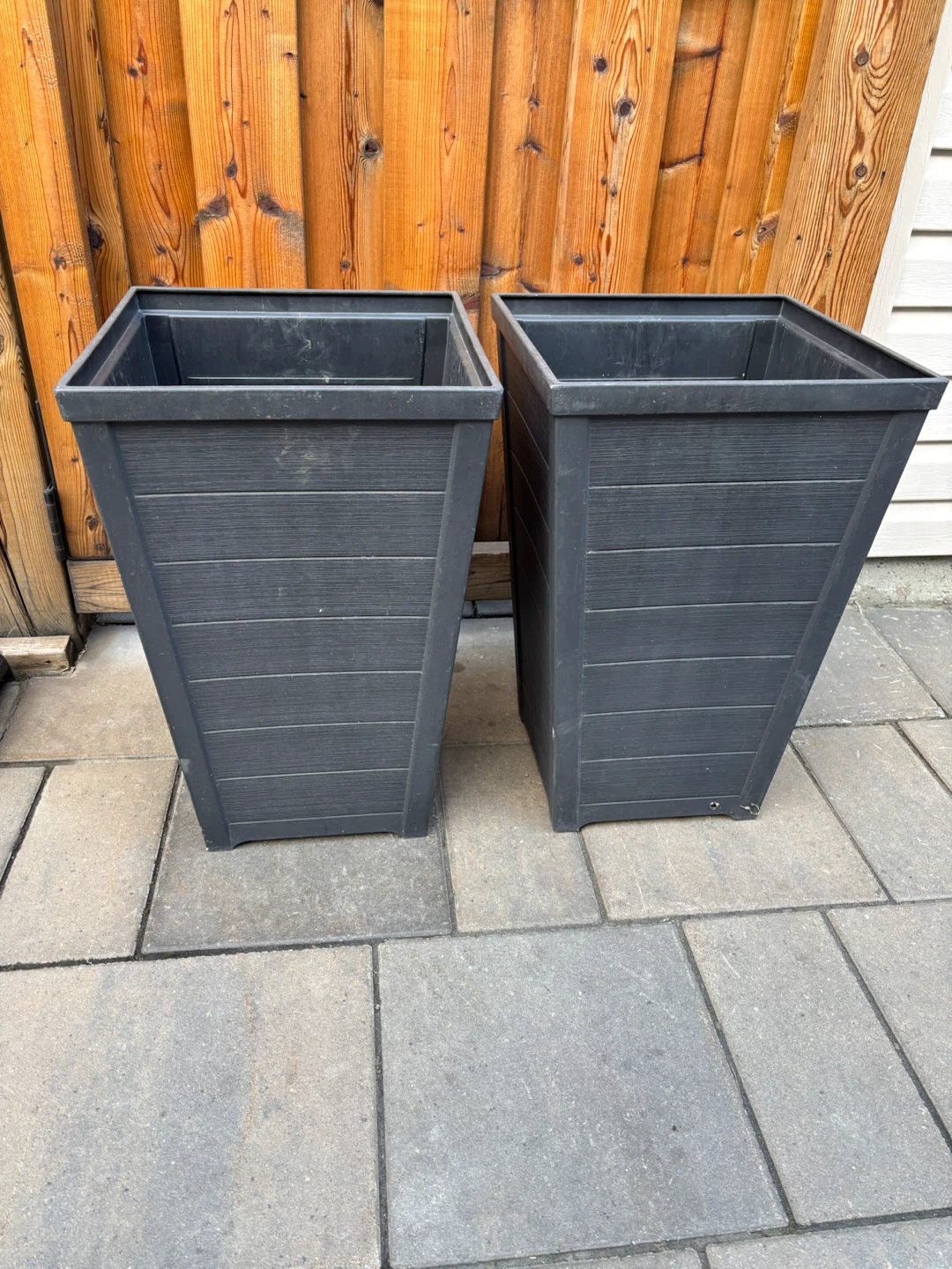 Set of Two Black Square Planters