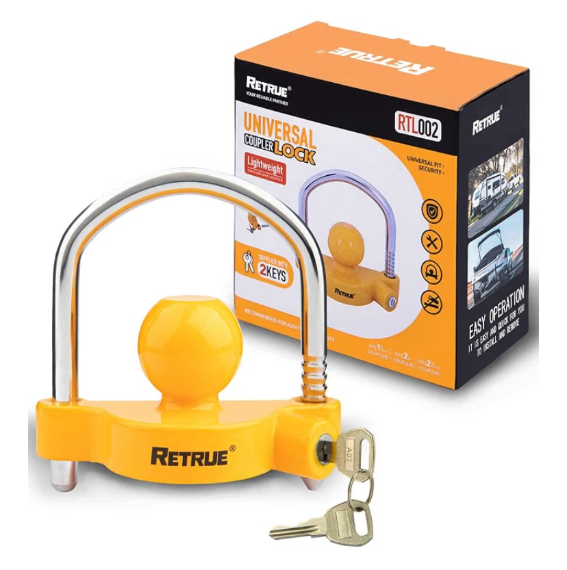New RETRUE Universal Trailer Coupler Hitch Lock, Adjustable