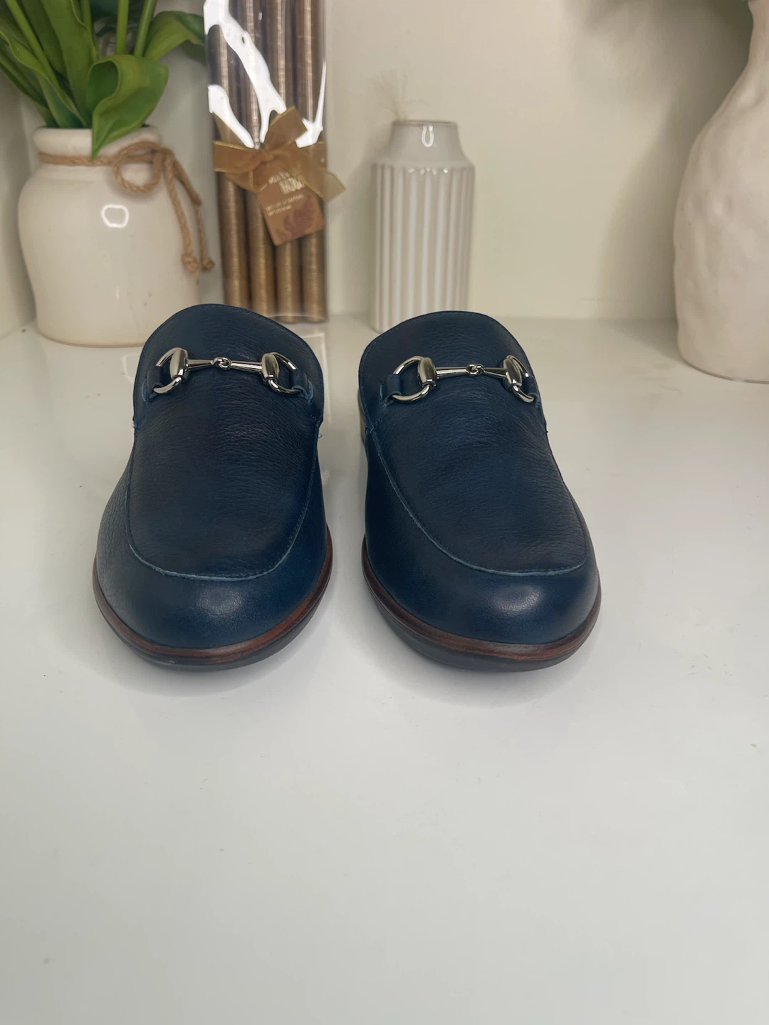 Naot Blue Leather Mules Size 38