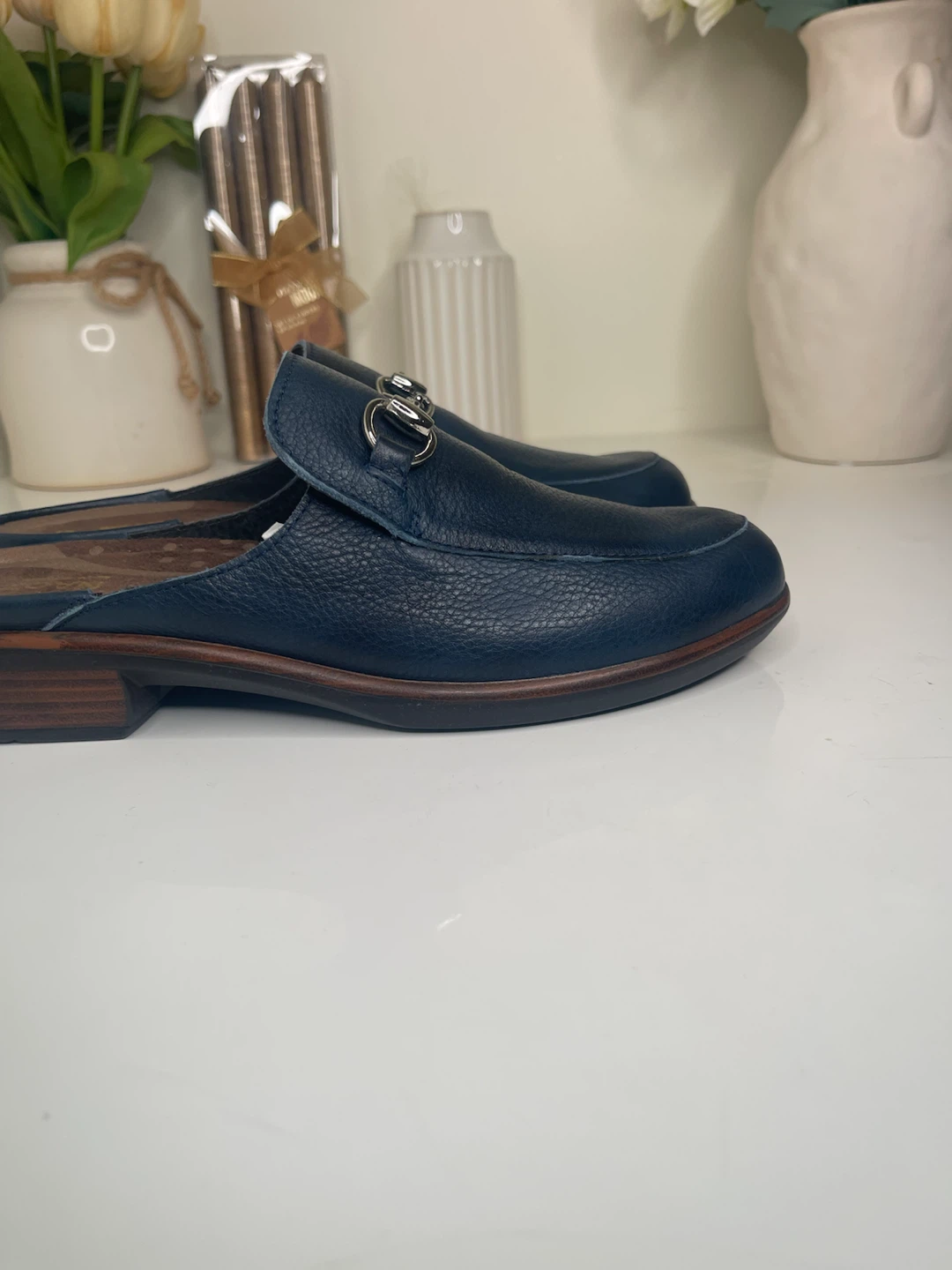 Naot Blue Leather Mules Size 38 - photo 4