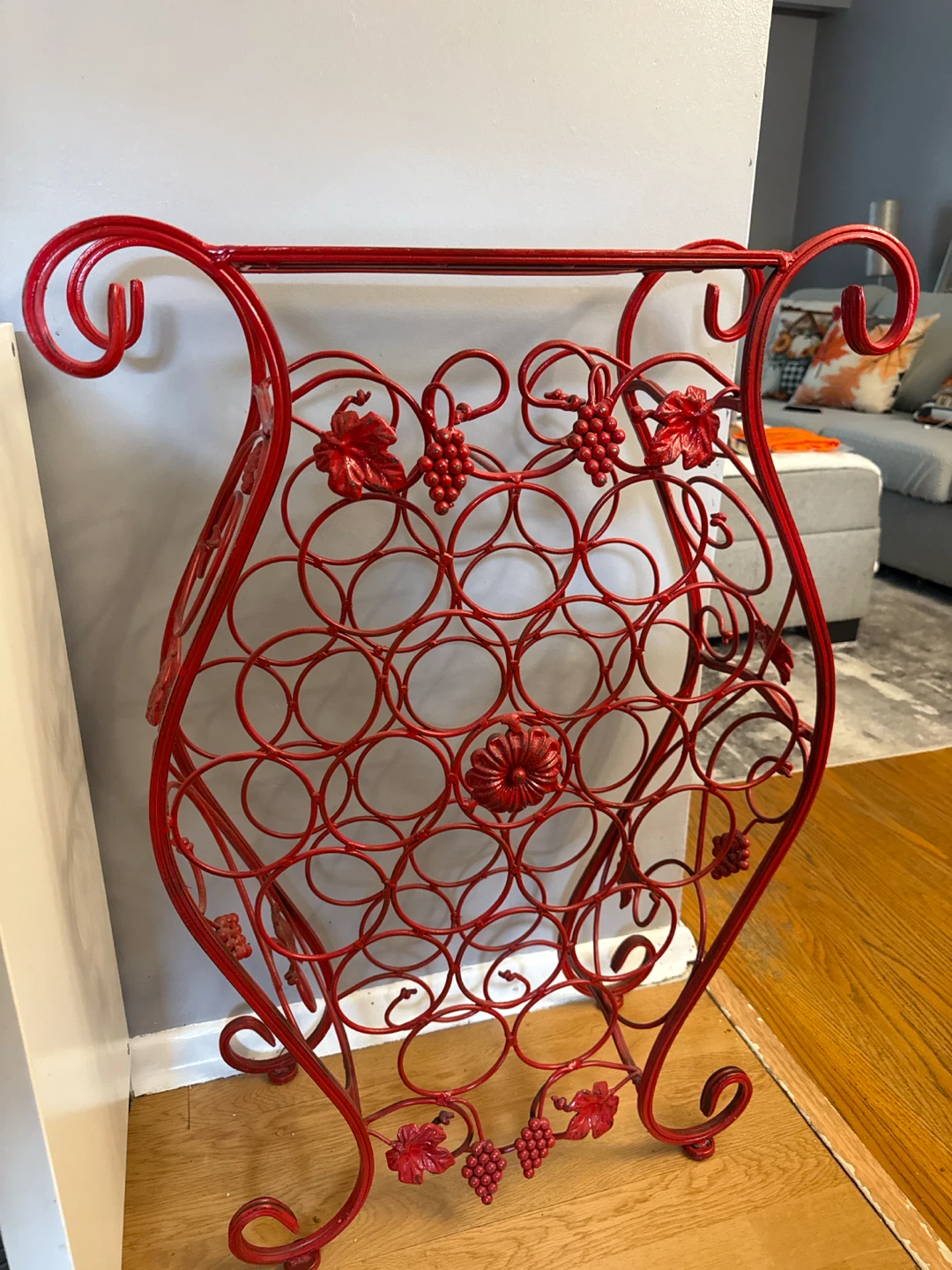 Red Metal Grape Vine Wine Rack