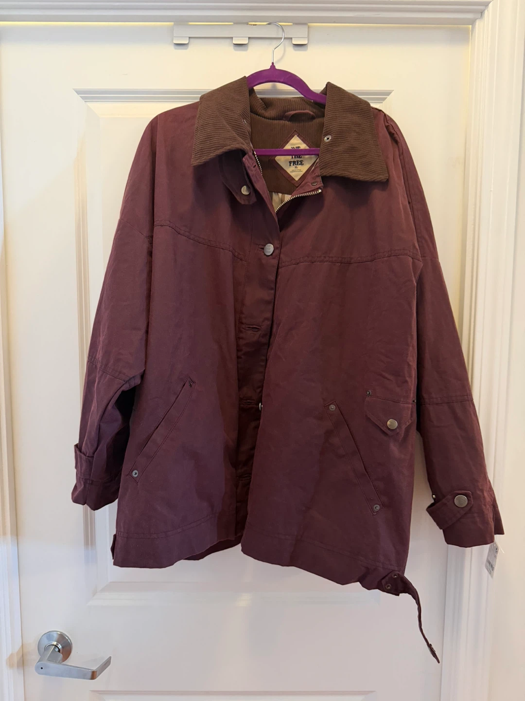 Free People We The Free Cori Waxed Cotton Jacket XL Burgundy - photo 4