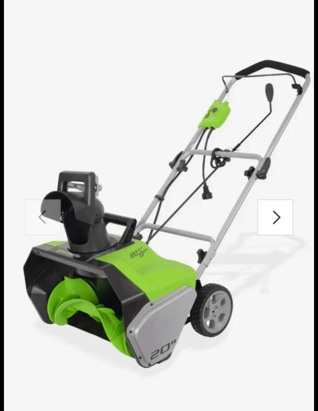 Greenworks 20" 13 Amp Electric Snow Thrower
