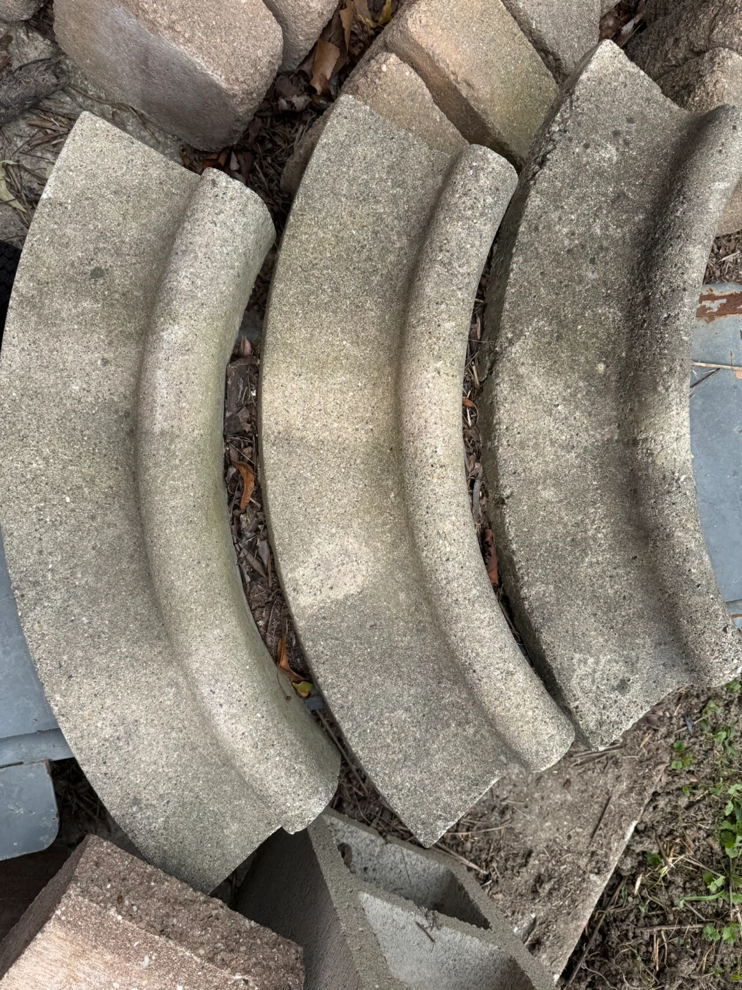 3 Curved Concrete Garden Edging Stones