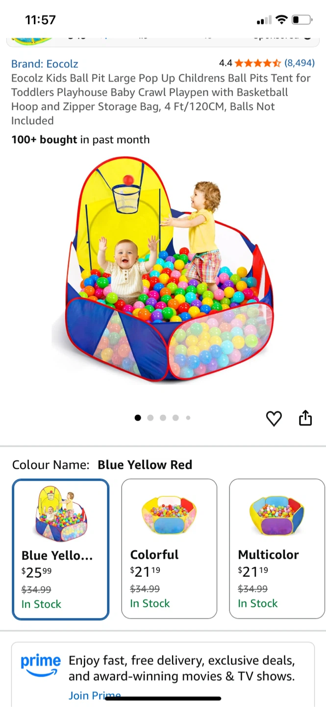 Eocolz Kids Pop-Up Ball Pit Tent