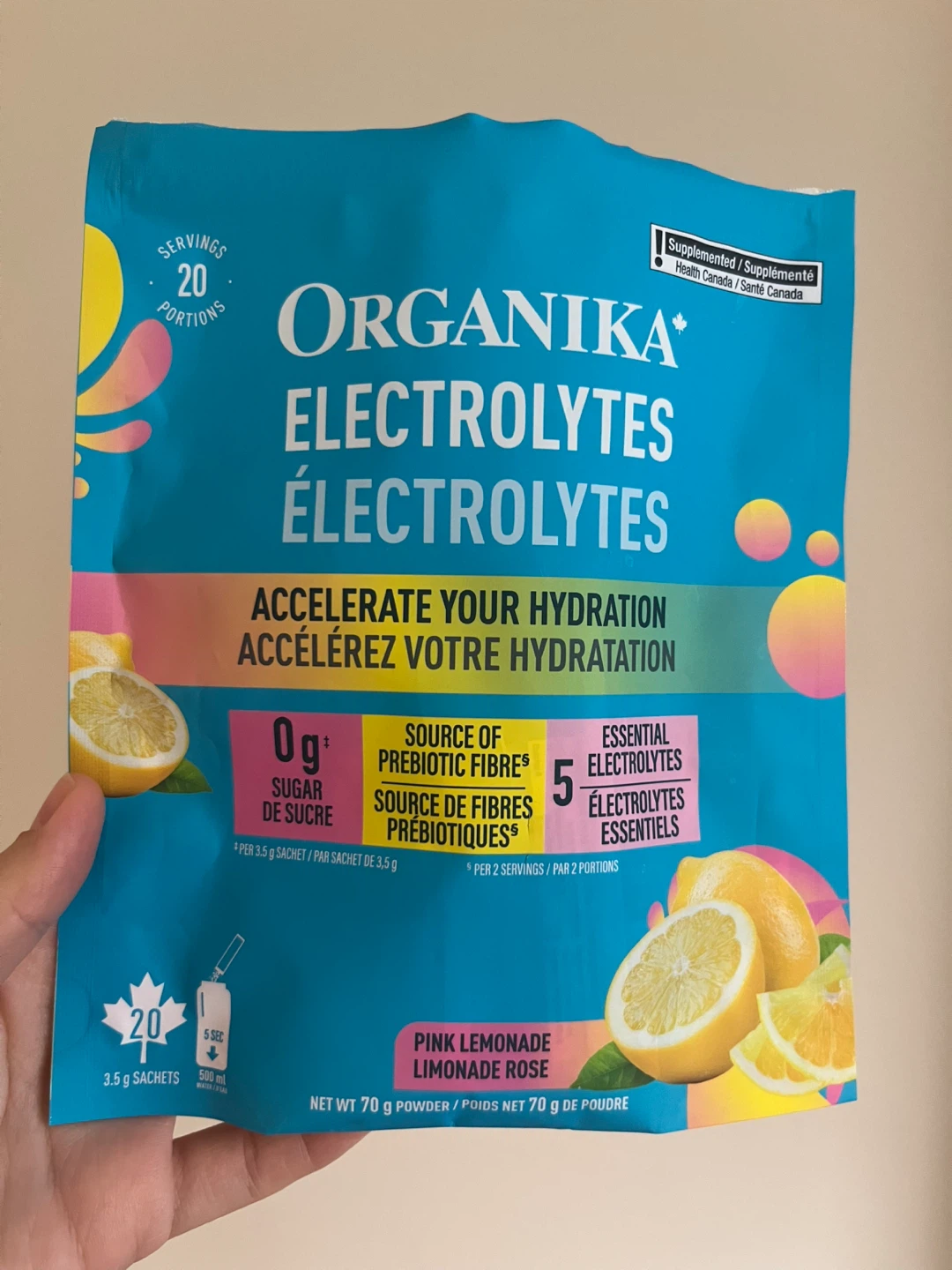 19/20 Organika Electrolytes Pink Lemonade sachets