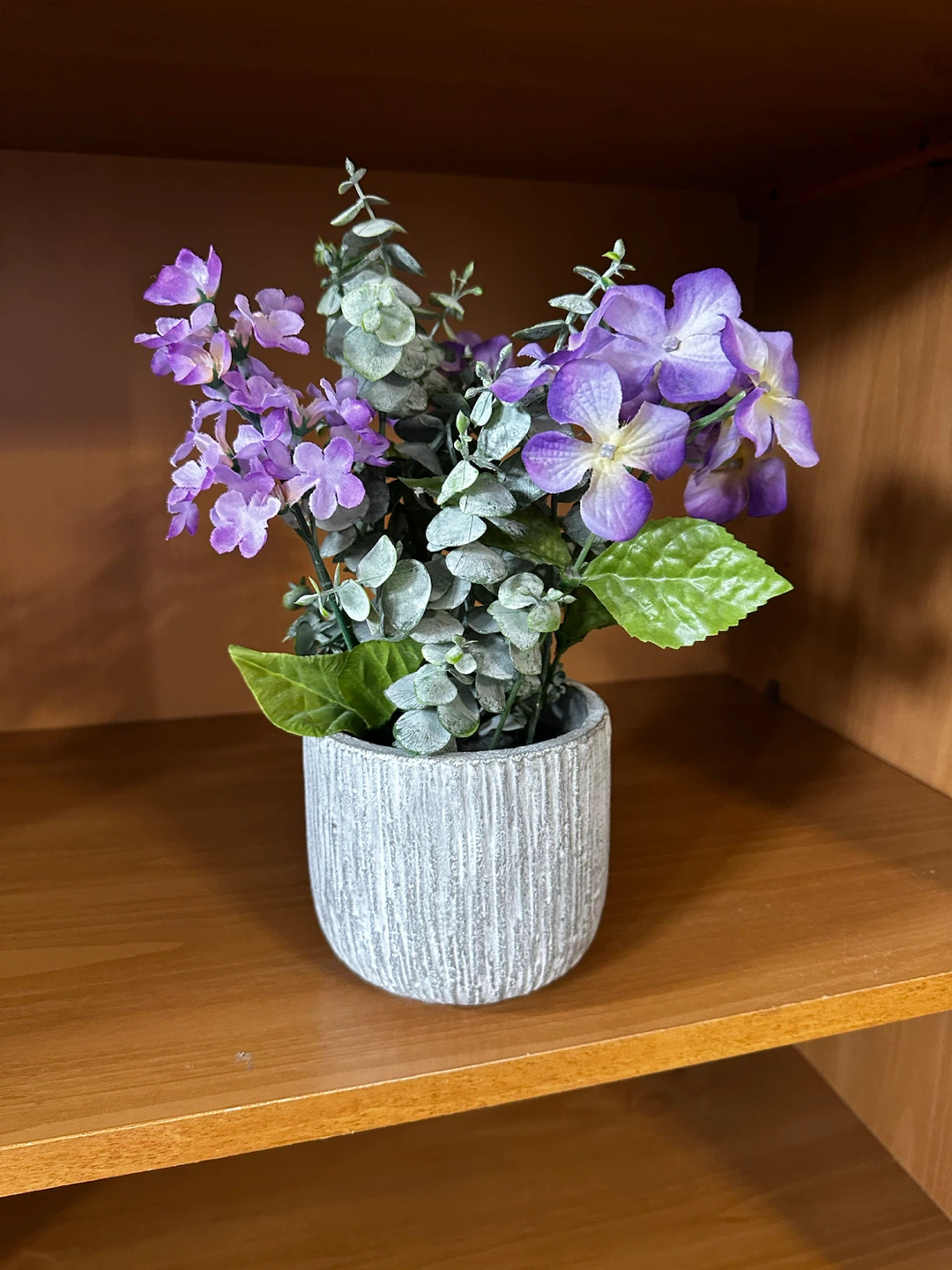 Artificial Purple Flower Arrangement in Textured Pot - photo 2
