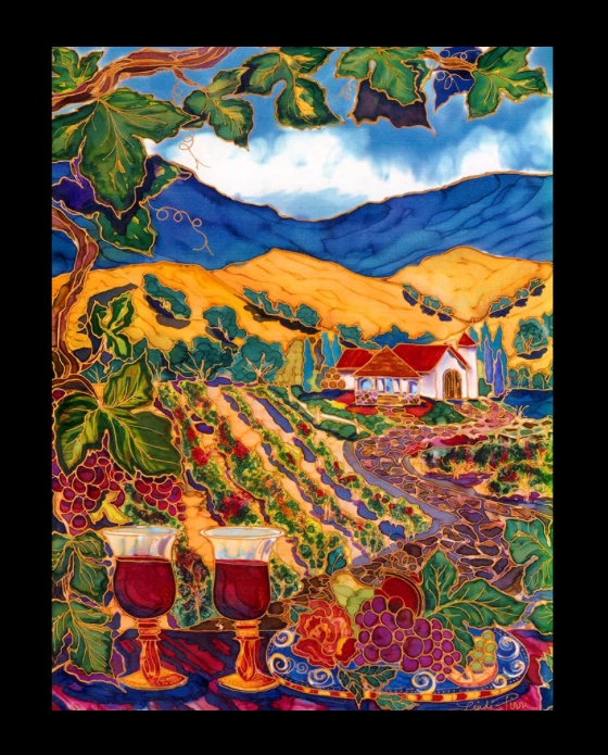 Signed "Picnic in the Vineyard" Art Print by Linda Pirri