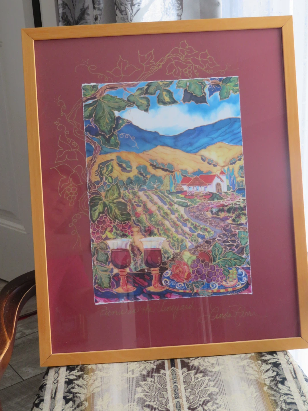 Signed "Picnic in the Vineyard" Art Print by Linda Pirri - photo 2