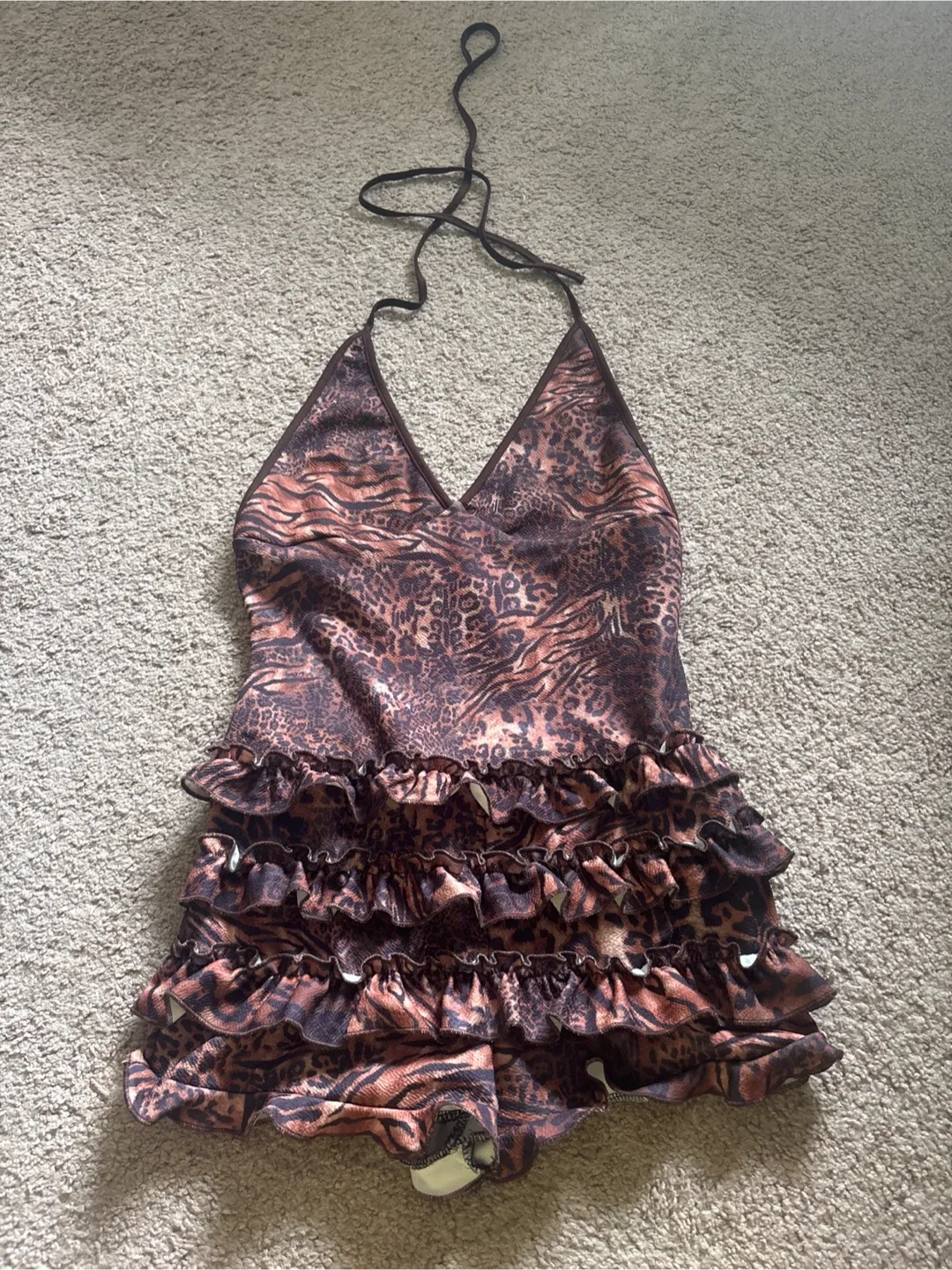 Leopard Print Ruffled Romper